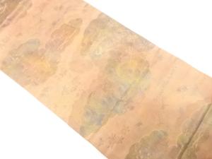 雲に松葉・花鳥模様織り出し　名古屋帯